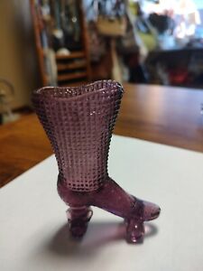 Vintage DEGENHART Purple Glass Victorian ROLLER SKATE Boot Toothpick Holder 