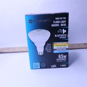 EcoSmart Bluetooth Speaker LED Light Bulb Adjustable White Dimmable BR30 65W Eqv - Picture 1 of 4