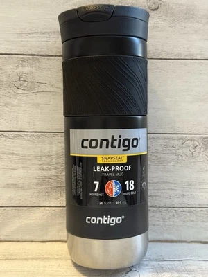 Contigo SnapSeal Technology Leak-Proof Travel Mug Black and Silver 20oz - Image 1 of 4