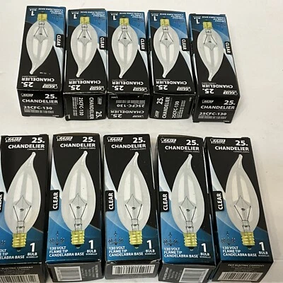 Feit Electric 25CFC-130 25-Watt Flame Tip Chandelier Bulbs Clear. PACK OF 10 - Image 1 of 4