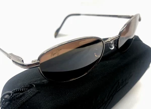 RARE MAUI JIM KILOHANA SUNGLASSES Titanium w/ Bronze Polarized Lenses MJ 552-02 - Picture 1 of 5