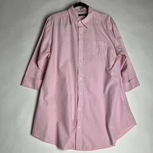 Lauren Ralph Lauren Long Button Down Sleep Shirt Striped Womens XL - Picture 1 of 6