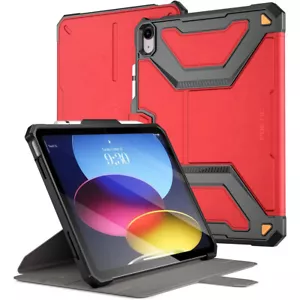 For iPad 10.9 2022 Case Poetic Stand Folio Cover with Pencil Holder Cover Red - Picture 1 of 6