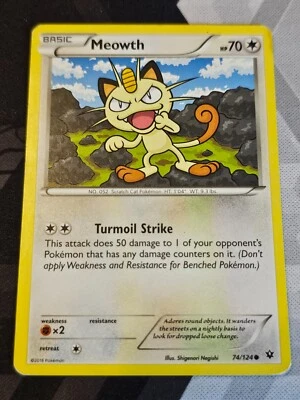 Meowth 74/124 Common 2016 Pokemon TCG - Image 1 of 2