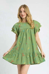 Mini Vestido Umgee Floral Bordado Manga Corta - Imagen 1 de 6
