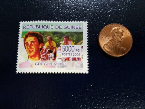 Greg Lemond Cyclist Cycler 2008 Republique De Guinee Perforated STAMP Cover