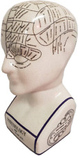 Antique style L.N. fowler porcelain phrenology 8" ceramic head with crackle glaz