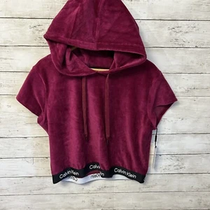 Calvin Klein Performance cap sleeve logo hoodie Top Shortsleeve pink XL $$60 #B2 - Picture 1 of 6