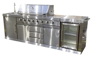 Gasgrill Outdoor Küche BBQ Außenküche Terasse Großgrill Kitchen in silber - Bild 1 von 7