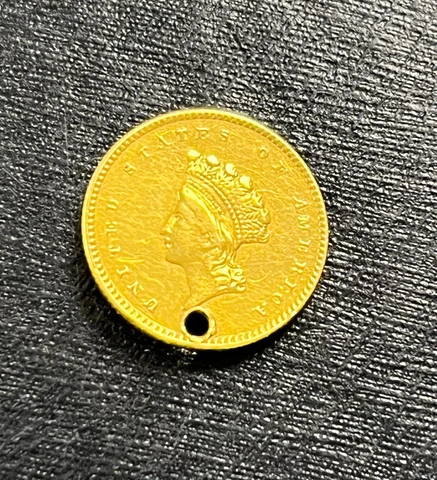1854-55 Type II Liberty Head Gold One Dollar Old Jewelry Piece Cover