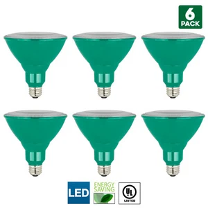 6-Pack Sunlite LED PAR38 Green Floodlight Bulb, 8W (40W=), Medium Base - Picture 1 of 5