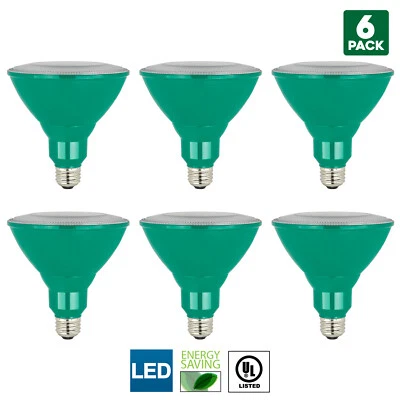 6-Pack Sunlite LED PAR38 Green Floodlight Bulb, 8W (40W=), Medium Base - Image 1 of 4