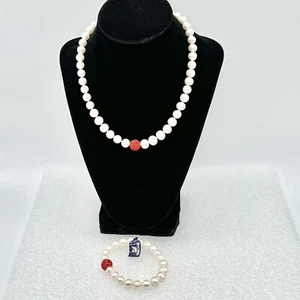 Swarovski Pearl Red Crystal Pop Ball Necklace And Bracelet Valentine Gift - Picture 1 of 10