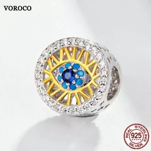 Voroco Mujeres Europeas CZ Dijes Joyería 100% Plata Guardián Dorado Para Pulsera - Imagen 1 de 8