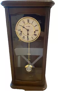 EM Widdop Pendulum Chiming Oak Wall Clock - Picture 1 of 7