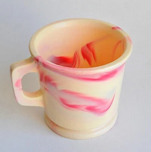 Flinn Plastic Shaving Mug Unbreakable William Marvy Pink Yellow Swirl Marble VTG - Picture 1 of 8