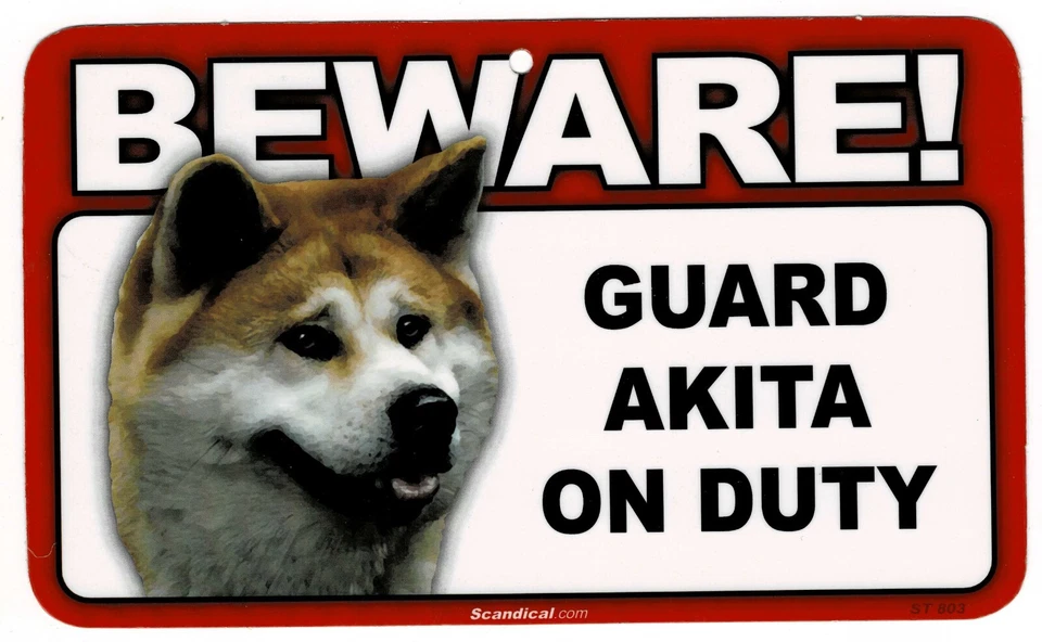 CUIDADO CON EL LETRERO RECTANGULAR LAMINADO PERRO/MASCOTA AKITA. ENVÍO COMBINADO. Foto 1 de 1