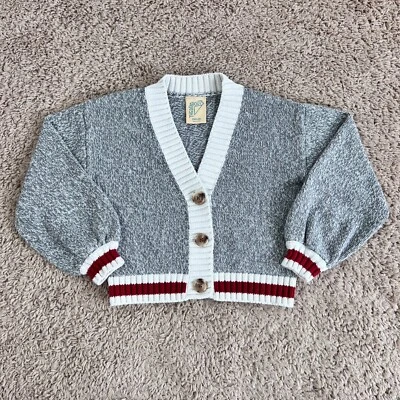 THEREABOUTS Heathered Gray Long Balloon-Sleve V-Neck Knit Cardigan Sweater 6-6X - Image 1 of 4