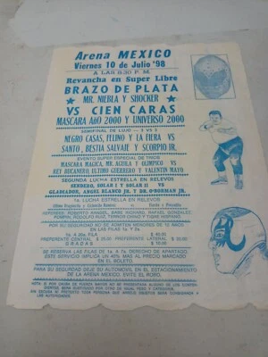 PROGRAMS 98's LUCHA LIBRE,  BRAZO DE PLATA 🆚 CIEN CARA MEXICO MEXICAN WRESTLING - Image 1 of 4