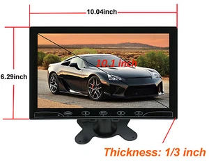 Monitor retrovisor ultra delgado de 10,1 pulgadas 1024*600 TFT LCD 2 videos DVD VCR para automóvil - Imagen 1 de 6