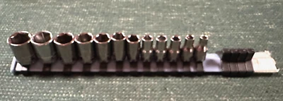 12 PC SET CRAFTSMAN 1/4 IN DRIVE MM SOCKETS 6 PT  (4-14mm NO 7mm) 9 MADE INUSA - Image 1 of 4