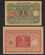 1920 Germany 1 2 Mark Lot 2 Old Vintage Banknotes Paper Money Currency Notes 