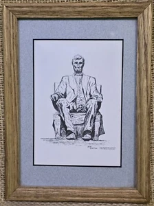 ABRAHAM LINCOLN 6×8 Framed Print by Bob Hinton Morten Hutchison Collection VTG - Picture 1 of 2
