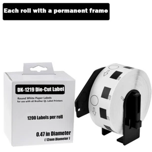 1Roll Round White Thermal Paper Labels DK-1219 for Brother QL Diameter 1/2" - Picture 1 of 20
