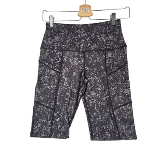 Women High Waist Biker Shorts Running & Yoga Seamless Pockets Black/Gray Small - Picture 1 of 6
