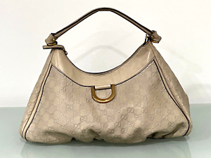 Gucci Leather Guccissima D-Ring Ivory Hobo Bag