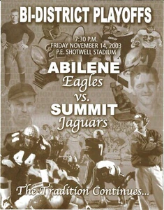 Programa de fútbol americano Abilene Eagles/Mansfield Summit 2003 de la escuela secundaria de Texas - Imagen 1 de 1