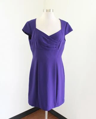 Tahari ASL Levine Royal Purple Cap Sleeve Dress Size 8P Career Office Cocktail  - Image 1 of 4