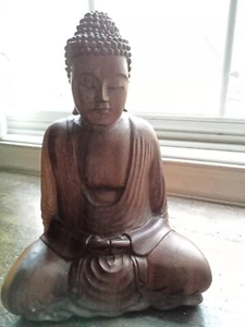 wooden carved buddha statue medium - Picture 1 of 6