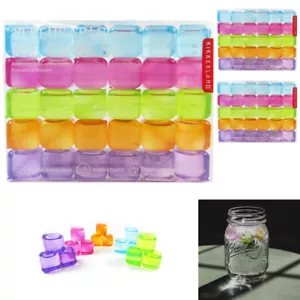 90 X Kikkerland Reusable Ice Cubes Square Plastic Pure Water Cooling Drinks Bar - Picture 1 of 1