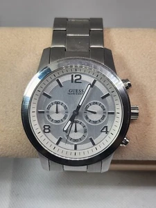 Guess Chronograph Silver tone Stainless Steel Men's Watch U13577G1 New Battery - Picture 1 of 18