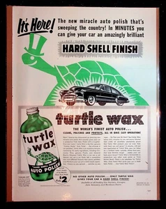1950s Turtle Wax Car Automobile Polish "Hard Shell Finish" Art Vintage Print Ad - Picture 1 of 1