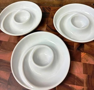 Pottery Barn Swirl Appetizer Plates Dip Round  7" White Porcelain Stackable 3 - Picture 1 of 3