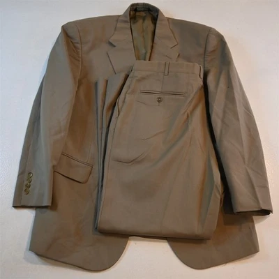 De Colección Stafford 44S 34x30 Beige Caqui 100% Lana Hombres Chaqueta Pantalones Traje Foto 1 de 4