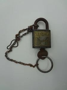 Lucchetto Vintage Slaymaker Originale Spilla Acciaio Con Chiave Funzionante - Foto 1 di 7