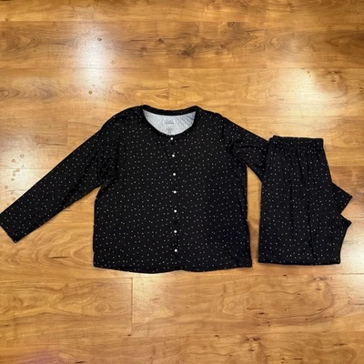 Juego de pijama Croft & Barrow 2 piezas suave negro floral LS para mujer talla grande” Foto 1 de 4