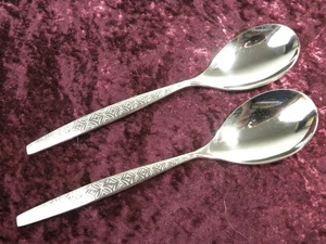 ALLEGRO 2 Oval Soup / Place Spoons Stainless Steel Noritake MCM JAPAN VERY NICE - Picture 1 of 3