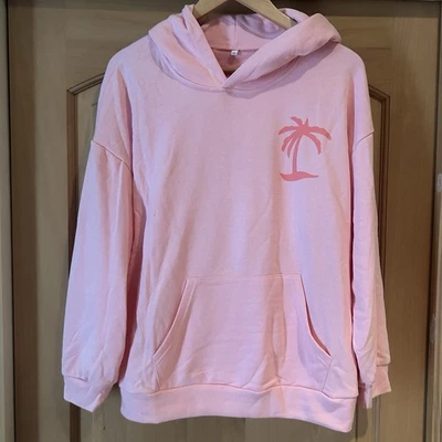 Sudadera con capucha gráfica rosa palmera Meet Me at the Ocean para mujer M Foto 1 de 4