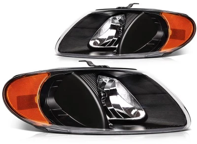 Headlights Assembly For 02-07 Dodge Caravan Chrysler models only Black Housing - Image 1 of 4