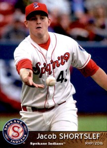 2016 Spokane Indians Grandstand #33 Jacob Shortslef Hannibal New York NY Card
