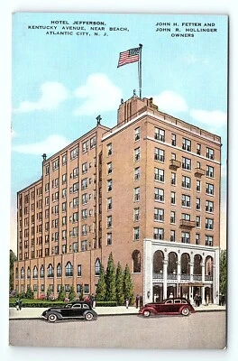 Hotel Jefferson Kentucky Ave Beach Atlantic City New Jersey Shore VTG Postcard - Image 1 of 2