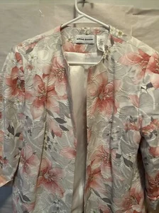 Alfred Dunner Blazer Pastel Floral Print Open Front Jacket 3/4 Sleeves Sz 10 P - Picture 1 of 9