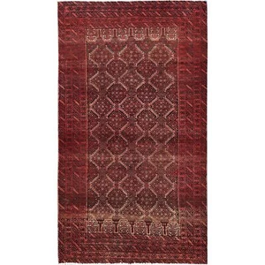 3'3"x6' Red Vintage Zoroastrian Balooch Hand Knotted Pure Wool Oriental Rug R866 - Picture 1 of 7