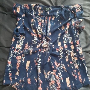 women xsmall blue top bright flower accent short sleeve - Picture 1 of 1