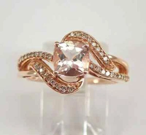 2Ct Cushion Cut Morganite Bypass Ring Gift For Anniversary 14K Rose Gold Finish - Picture 1 of 6