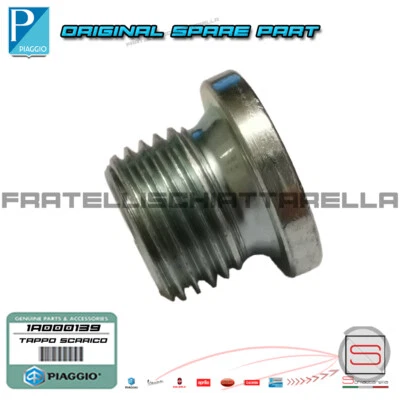 Tappo Scarico Olio Motore Originale Piaggio Beverly X10 Mp3 350 400 E5 1A000139 - Immagine 1 di 3